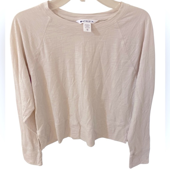 ATHLETA BUNDLE Cream Long Sleeve Slub Crop Top & Elation Snow Dye 7/8 Legging XS - Picture 2 of 9